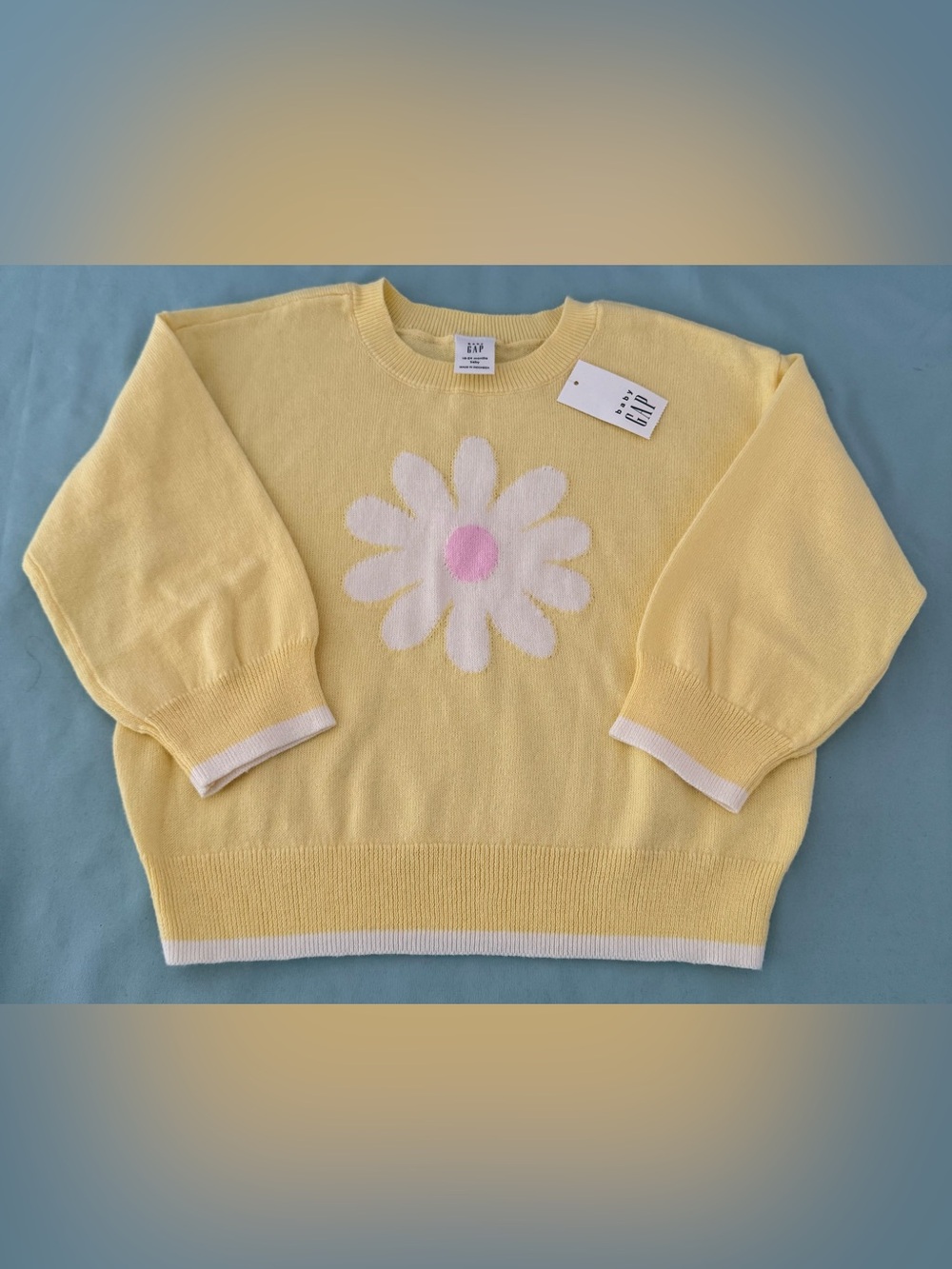 baby GAP Yellow Crewneck Sweater with a White Daisy Flower